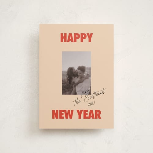 This is a candy apple petite holiday cards with standard by Studio Suku called the jolly type printing on recycled smooth signature in petite