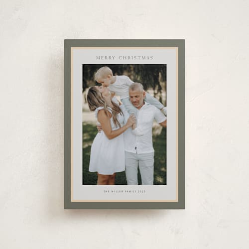 This is a sage petite holiday cards with standard by Nicole Walsh called simple frame printing on recycled smooth signature in petite
