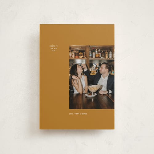 This is a golden hour petite holiday cards with standard by Bramble Studio called bare minimum printing on recycled smooth signature in petite