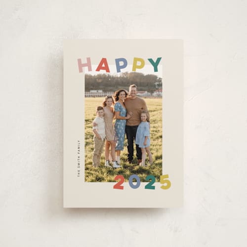 This is a fruitcake petite holiday cards with standard by Sarah Hawkins Designs called dancing happy printing on recycled smooth signature in petite