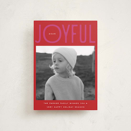 This is a berry petite holiday cards with standard by Nazia Hyder called fun & bold type printing on recycled smooth signature in petite