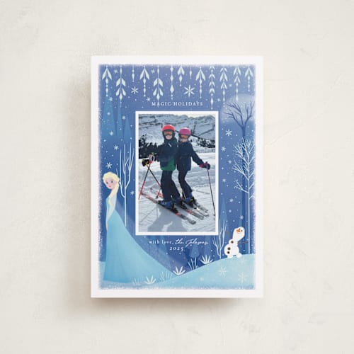 This is a blue jay petite holiday cards with standard by Sabrin Deirani called frozen magic holidays printing on recycled smooth signature in petite