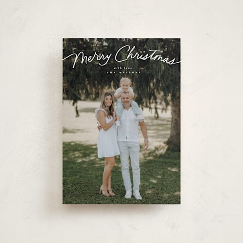 This is a marshmallow petite holiday cards with standard by Everett Paper Goods called simply delighted printing on recycled smooth signature in petite