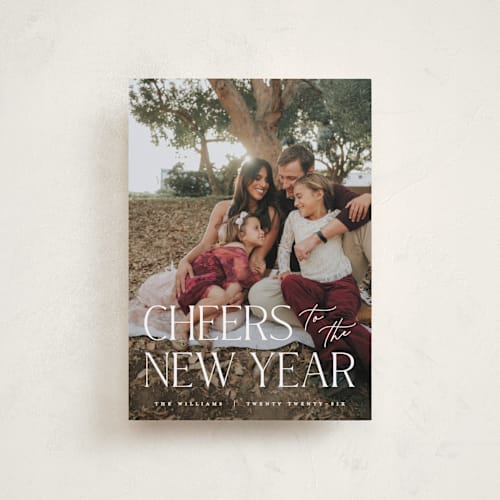 This is a snow petite holiday cards with standard by Pixel and Hank called all joy to the world printing on recycled smooth signature in petite