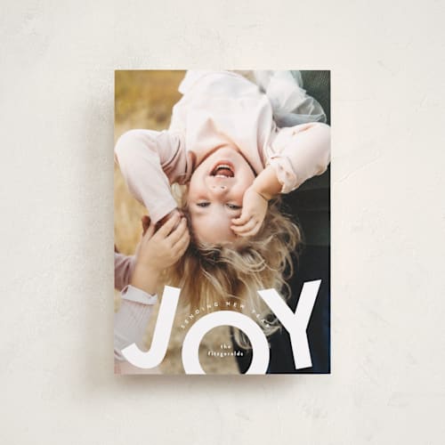 This is a snow petite holiday cards with standard by Jackie Crawford called exuberant printing on recycled smooth signature in petite