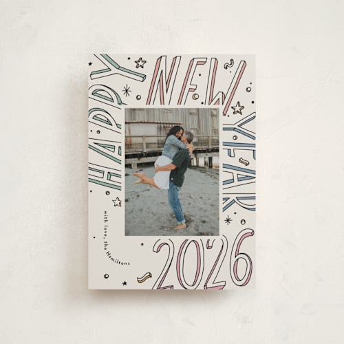 This is a pastel petite holiday cards with standard by letterfix called all fun printing on recycled smooth signature in petite