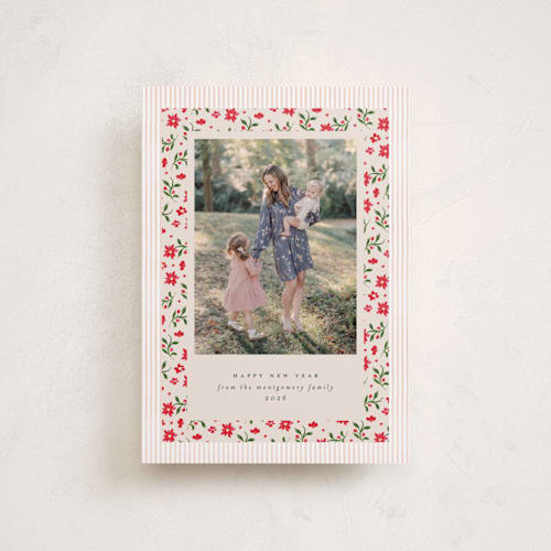 This is a eggnog petite holiday cards with standard by Claudia Orengo called pique nique printing on recycled smooth signature in petite