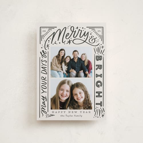 This is a gravel petite holiday cards with standard by Alethea and Ruth called arched multi lettering printing on recycled smooth signature in petite