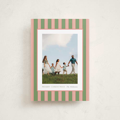 This is a azalea petite holiday cards with standard by Cindy Reynolds called southern sripes printing on recycled smooth signature in petite