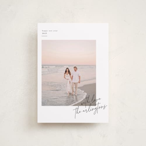 This is a coal petite holiday cards with standard by Kelly Schmidt called minimalist signature printing on recycled smooth signature in petite