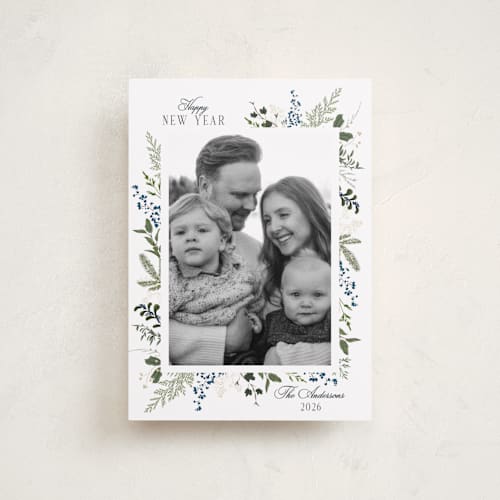 This is a winter berry petite holiday cards with standard by Susan Moyal called always merry printing on recycled smooth signature in petite