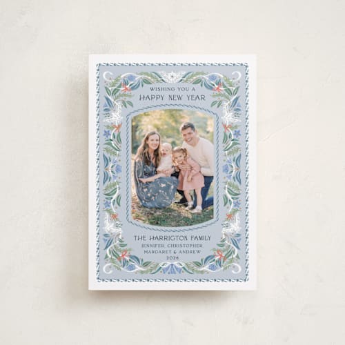 This is a frost petite holiday cards with standard by Paper Sun Studio called charming dove border printing on recycled smooth signature in petite