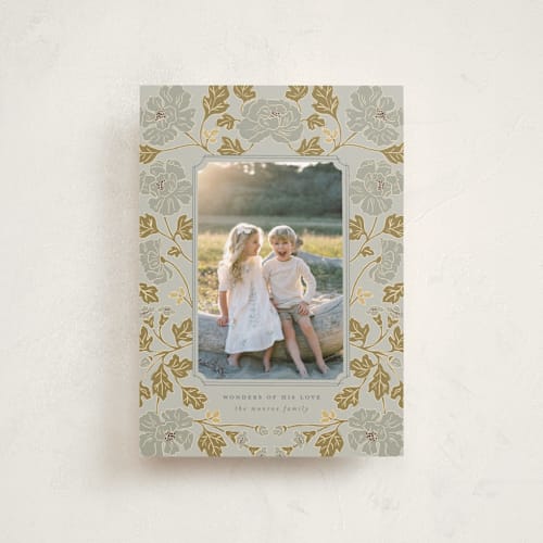 This is a glacier petite holiday cards with standard by Tara Grangroth called christmas poppies printing on recycled smooth signature in petite