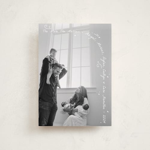 This is a frost petite holiday cards with standard by letterfix called merry bunch printing on recycled smooth signature in petite