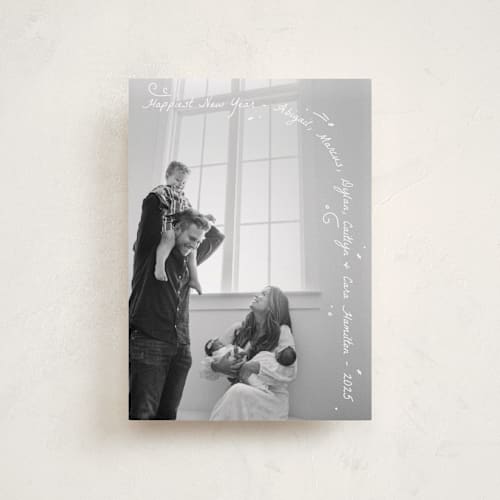 This is a frost petite holiday cards with standard by letterfix called merry bunch printing on recycled smooth signature in petite