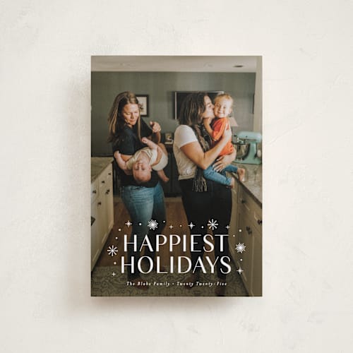 This is a alabaster petite holiday cards with standard by Susan Asbill called effervescent printing on recycled smooth signature in petite