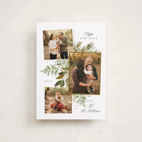 This is a honey petite holiday cards with standard by Alethea and Ruth called scrapbook pines printing on recycled smooth signature in petite