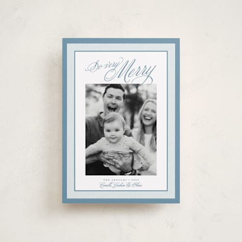 This is a frost petite holiday cards with standard by Alston Foster called merry striped frame printing on recycled smooth signature in petite