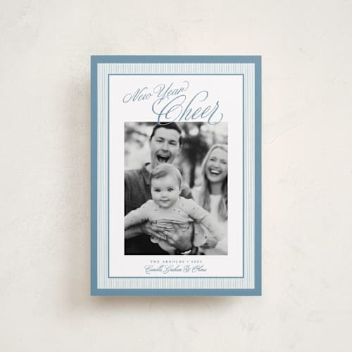 This is a frost petite holiday cards with standard by Alston Foster called merry striped frame printing on recycled smooth signature in petite