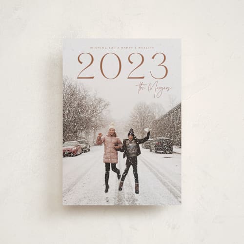 This is a maple petite holiday cards with standard by Yaling Hou Suzuki called leaping printing on recycled smooth signature in petite