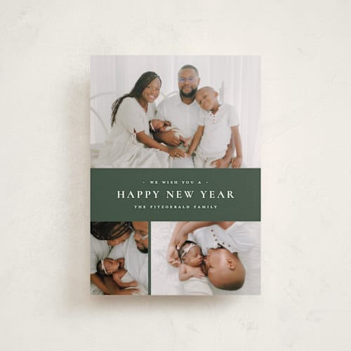 This is a eucalyptus petite holiday cards with standard by Wildfield Paper Co called quartzite printing on recycled smooth signature in petite