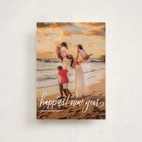 This is a snow petite holiday cards with standard by Elsa Duncan called a very mele kalikimaka printing on recycled smooth signature in petite