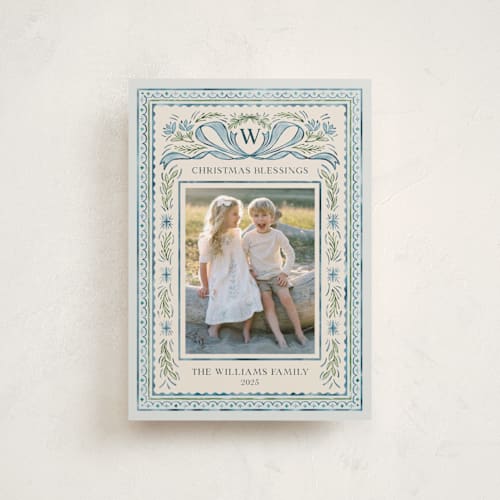 This is a blue jay petite holiday cards with standard by Paper Sun Studio called christmas gift printing on recycled smooth signature in petite