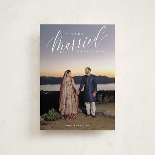 This is a snow petite holiday cards with standard by Nicoletta Savod called very married christmas printing on recycled smooth signature in petite