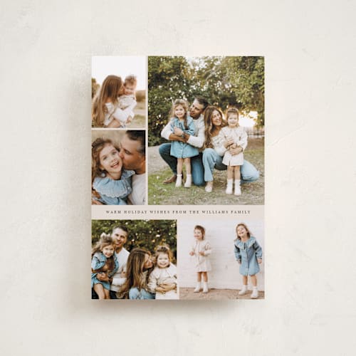 This is a vanilla petite holiday cards with standard by Lindsay Megahed called festive five printing on recycled smooth signature in petite