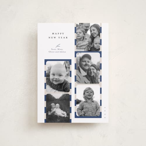 This is a cape cod petite holiday cards with standard by Carrie ONeal called peppermint strip printing on recycled smooth signature in petite