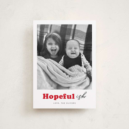 This is a holly petite holiday cards with standard by Carrie ONeal called festive-ish printing on recycled smooth signature in petite