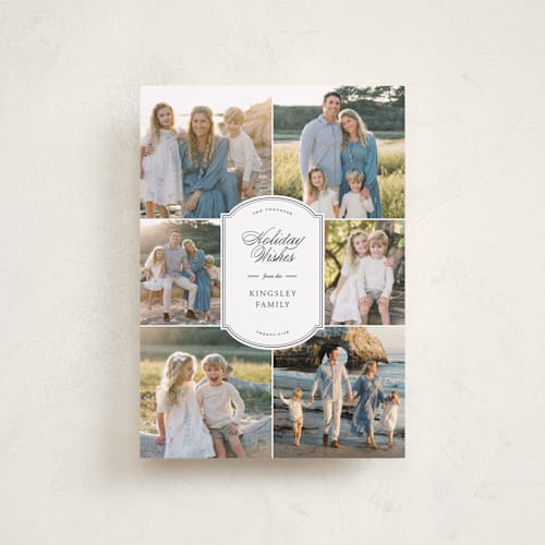 This is a night sky petite holiday cards with standard by Ekko Studio called elegant emblem printing on recycled smooth signature in petite