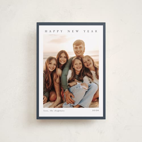 This is a midnight petite holiday cards with standard by Chris Griffith called holiday feels printing on recycled smooth signature in petite