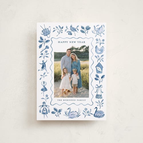 This is a snowflake petite holiday cards with standard by Sarah Knight called days of christmas printing on recycled smooth signature in petite