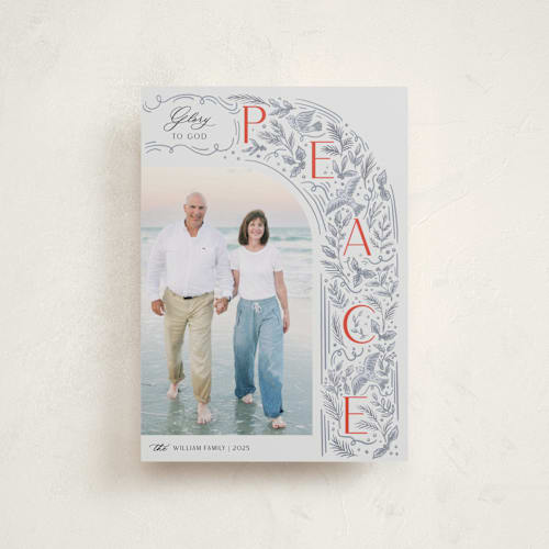 This is a winter petite holiday cards with standard by Elly called peaceful arch printing on recycled smooth signature in petite