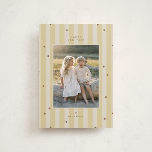 This is a butter petite holiday cards with standard by Ellen Schlegelmilch called stars & stripes printing on recycled smooth signature in petite