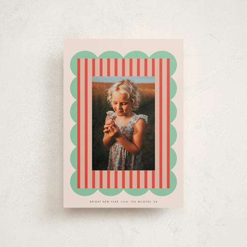 This is a mint chip petite holiday cards with standard by Morgan Kendall called layered frame printing on recycled smooth signature in petite