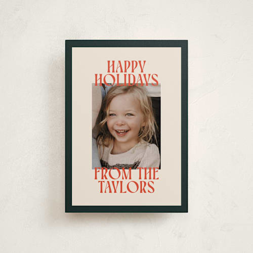 This is a mistletoe petite holiday cards with standard by Ekko Studio called cheerful stack printing on recycled smooth signature in petite