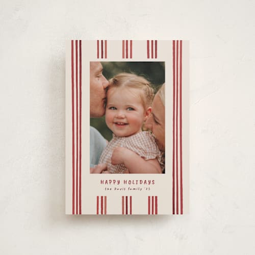 This is a berry petite holiday cards with standard by Christy Hy Lee called painted lines printing on recycled smooth signature in petite