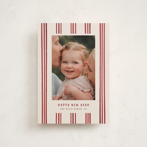 This is a berry petite holiday cards with standard by Christy Hy Lee called painted lines printing on recycled smooth signature in petite