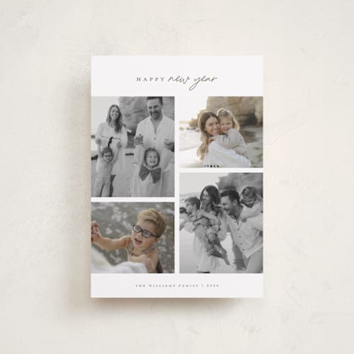 This is a eucalyptus petite holiday cards with standard by Wildfield Paper Co called happy holiday printing on recycled smooth signature in petite