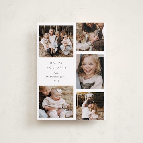 This is a snow petite holiday cards with standard by Ashley Iwafuchi called merriest moments printing on recycled smooth signature in petite