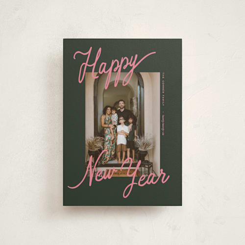 This is a mistletoe petite holiday cards with standard by Pixel and Hank called jottings printing on recycled smooth signature in petite