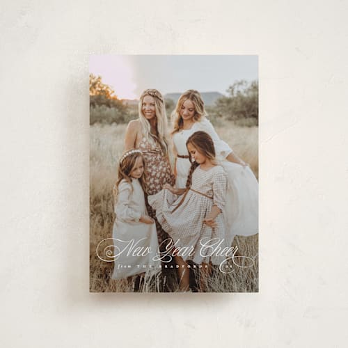 This is a frost petite holiday cards with standard by Laura Hankins called blessing script printing on recycled smooth signature in petite