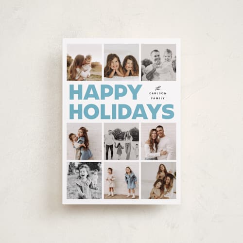 This is a frost petite holiday cards with standard by Maria Alou called memory squares printing on recycled smooth signature in petite