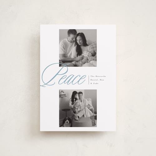 This is a celestial petite holiday cards with standard by Susan Zinader called quiet overlap printing on recycled smooth signature in petite