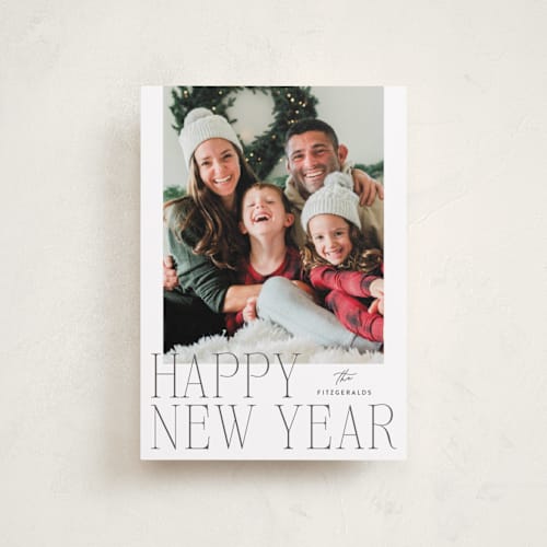 This is a wool petite holiday cards with standard by Jackie Crawford called classic formal holiday printing on recycled smooth signature in petite