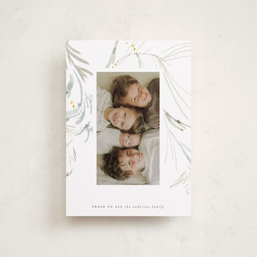 This is a snowball petite holiday cards with standard by Eve Schultz called winter whites printing on recycled smooth signature in petite