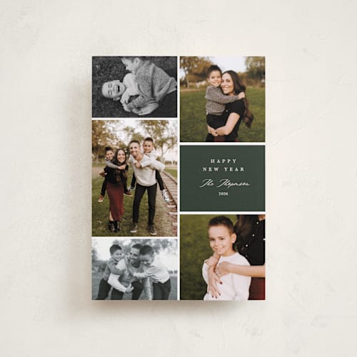 This is a cypress petite holiday cards with standard by Kate Ahn called currier printing on recycled smooth signature in petite