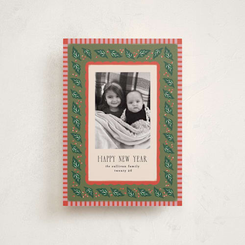 This is a pine needle petite holiday cards with standard by Julie Murray called francie printing on recycled smooth signature in petite